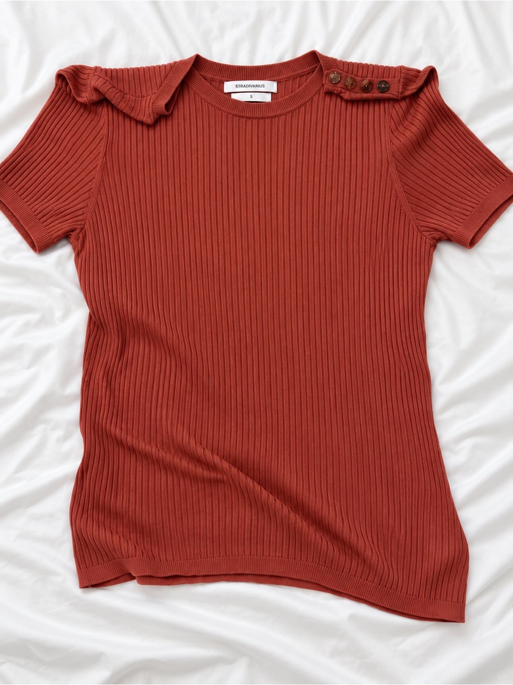 Anthropologie Ribbed Short-Sleeve Top in Terracotta